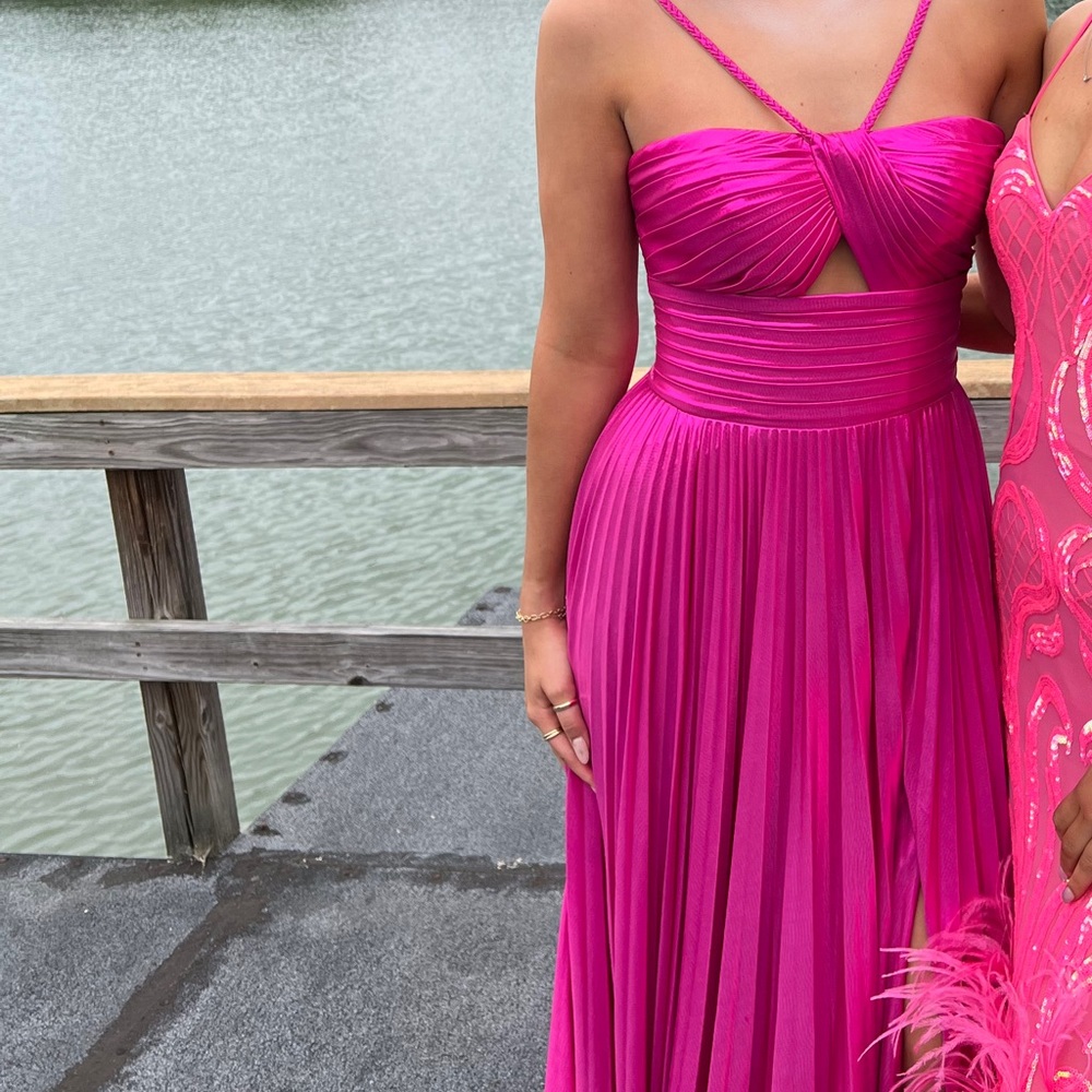Sherri Hill Hot Pink Fuchsia Pleated Maxi Dress